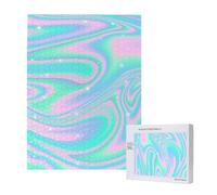 Sfondo astratto olografico in pastello neon,Puzzle in legno da 500 pezzi per adulti e adolescenti