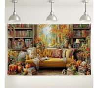 Sfondo autunnale accogliente per soggiorno, arte decorativa da parete floreale vintage, perfetto per il Ringraziamento, feste autunnali, sfondo fotografico per interni, 180 x 109 cm