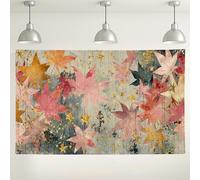 Sfondo autunnale con foglie d'acero, decorazioni autunnali rustiche vintage per fotografie, accogliente sfondo per interni ed esterni, per eventi di raccolta del Ringraziamento, 180 x 109 cm