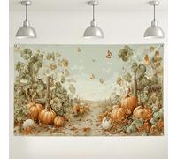 Sfondo autunnale con giardino di zucca, sfondo fotografico vintage con paesaggio autunnale, decorazioni rustiche a forma di zucca per eventi di raccolta del Ringraziamento, 180 x 109 cm