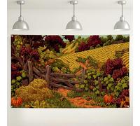 Sfondo autunnale con paesaggio della fattoria, decorazioni vintage autunnali sul campo, sfondo fotografico rustico per esterni/interni, per celebrazioni del Ringraziamento, 180 x 109 cm