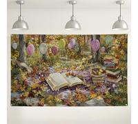 Sfondo autunnale con palloncini, sfondo fotografico con foglie autunnali, perfetto per feste di compleanno e celebrazioni stagionali, 180 x 109 cm