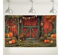 Sfondo autunnale con porta del fienile, decorazione rustica vintage autunnale per il Ringraziamento, sfondo per cabina fotografica per eventi stagionali, 180 x 109 cm