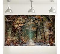 Sfondo autunnale con sentiero forestale, sfondo fotografico paesaggistico naturalistico, decorazione del bosco incantato per eventi autunnali, riunioni del Ringraziamento, decorazione per feste
