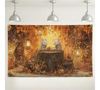Sfondo autunnale con topi amici, decorazioni a tema animali della foresta, accogliente sfondo fotografico per feste autunnali, eventi di raccolta stagionale, 180 x 109 cm