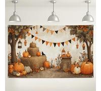 Sfondo autunnale con zucca, decorazioni rustiche a tema autunnale, sfondo per feste di raccolta, per fotografie, celebrazioni del Ringraziamento, 180 x 109 cm