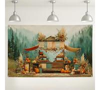 Sfondo autunnale del mercato della zucca, decorazioni rustiche del raccolto della fattoria, sfondo fotografico stagionale autunnale per feste del Ringraziamento, 180 x 109 cm