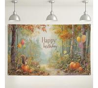 Sfondo autunnale di compleanno con scoiattolo, decorazioni per feste a tema foresta boschiva, sfondo fotografico per eventi interni ed esterni, 180 x 109 cm