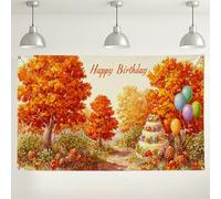 Sfondo autunnale di compleanno, sfondo fotografico panoramico della foresta autunnale, decorazioni stagionali per eventi interni ed esterni, ideale per il Ringraziamento e feste di compleanno, 180 x