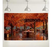 Sfondo autunnale per esterni, decorazione autunnale rustica con foglie arancioni, ideale per il Ringraziamento e celebrazioni stagionali, perfetto per fotografie ed eventi di festa, 180 x 109 cm