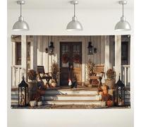 Sfondo autunnale per ingresso in fattoria, decorazioni rustiche e accoglienti per esterni per feste del Ringraziamento, sfondo fotografico autunnale, 180 x 109 cm