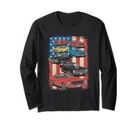 Sfondo Bandiera Americana con Classic Muscle Cars Maglia a Manica