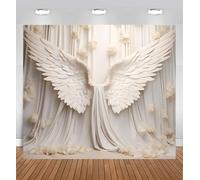 Sfondo bianco con ali d'angelo, lavabile, riutilizzabile, grande arazzo da parete con ali d'angelo, per soggiorno, camera da letto, decorazione di compleanno d'angelo, sfondo commemorativo (A, 360 x