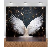 Sfondo bianco con ali d'angelo, lavabile, riutilizzabile, grande arazzo da parete con ali d'angelo per soggiorno, camera da letto, decorazione di compleanno d'angelo, sfondo commemorativo (E, 360 x