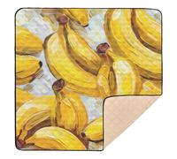 Sfondo bianco con un sacco di banane gialle su di esso morbido tappetino da gioco imbottito per pavimento tappetino portatile imbottito per neonati neonati bambini, 127 x 127 cm