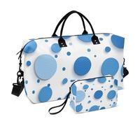 Sfondo bianco con un sacco di cerchi blu su di esso Duffel Bag Carry On Borsa da fine settimana Borsa sportiva da palestra con borsa da toilette per viaggio impermeabile, Sfondo bianco con un sacco di