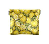 Sfondo bianco con un sacco di limoni gialli Donne Uomini Portamonete in Pelle Carino Mini Card Holder Portafoglio per Donne Ragazze, Sfondo bianco con un sacco di limoni gialli, 1 size