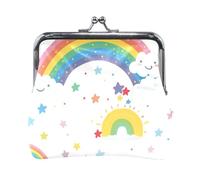 Sfondo bianco puro con arcobaleno del fumetto al centro PU pelle piccola moneta portatile carta chiave organizzatore per le donne