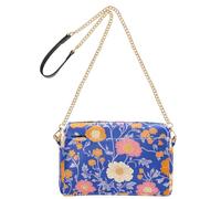 Sfondo blu brillante fiori rosa arancione moda borse a tracolla per le donne borsa in pelle vegana borsa a tracolla impermeabile borsa crossover