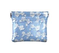 Sfondo blu cielo con un sacco di fiocchi bianchi su ItWomen Portamonete in pelle conveniente portamonete con chiusura per donna ragazza, Sfondo azzurro cielo con un sacco di fiocchi bianchi su di