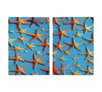 Sfondo blu con molte stelle marine porta passaporto ultra sottile in pelle PU organizer per documenti da viaggio compatto premium internazionale US passaporto Protector cover per donne uomini
