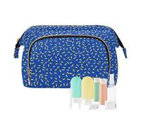Sfondo blu con strisce gialle borse per il trucco Essentials Bagno Storage Bag Makeup Period Bag per cosmetici articoli da toeletta
