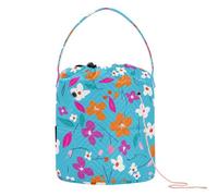 Sfondo blu Fiori colorati Filati Storage con fori Craft Organizzatori di Stoccaggio per Art Supply Soporte de Hilo para tejer