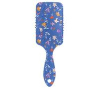 Sfondo blu Fiori colorati spazzola antistatica per phon asciugatura Progettato massaggio cuoio capelluto per capelli spessi con manico ergonomico cepillo para cabello rizado