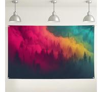 Sfondo colorato con nebbia di montagna, vivace scena astratta della natura per fotografia, sfondi per feste interni/esterni, celebrazioni estive, decorazioni per matrimoni, 180 x 109 cm