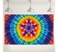 Sfondo colorato da parete a forma di stella tie-dye, vivaci decorazioni bohémien chic per feste, sfondo fotografico per interni ed esterni, per festival e celebrazioni, 180 x 109 cm