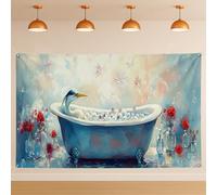 Sfondo con airone nella vasca, stravagante decorazione per feste da sogno, per bagno interno/esterno, 180 x 109 cm