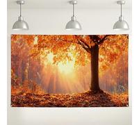 Sfondo con albero autunnale, sfondo fotografico con paesaggio autunnale, ideale per feste stagionali, decorazione per feste del Ringraziamento, 180 x 109 cm