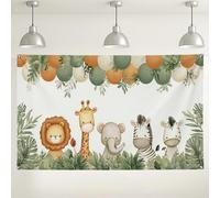 Sfondo con amici animali, graziose decorazioni per feste della giungla, sfondo a tema safari per fotografia, baby shower e feste di compleanno, 180 x 109 cm