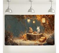 Sfondo con animali della foresta autunnale, scena di raccolta degli amici del topo carino, sfondo accogliente per decorazioni per feste, forniture per cabina fotografica stagionale autunnale, 180 x