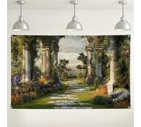 Sfondo con arco da giardino, decorazioni floreali vintage per vialetti fotografici, elegante sfondo per interni ed esterni, per matrimoni, eventi primaverili, 180 x 109 cm