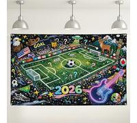 Sfondo con campo da calcio, decorazioni colorate per feste divertenti, tema eventi calcistici 2026, sfondo fotografico per interni ed esterni, per eventi sportivi, 180 x 109 cm