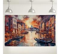 Sfondo con canale al tramonto di Venezia, romantico sfondo fotografico impressionista, perfetto per eventi interni ed esterni, decorazioni per matrimoni e celebrazioni stagionali, 180 x 109 cm