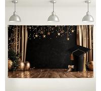 Sfondo con cappello di laurea con stelle dorate, elegante decorazione per feste, sfondo fotografico, forniture per cerimonie di laurea per interni ed esterni, 180 x 109 cm
