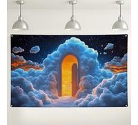 Sfondo con nuvola, decorazione con scena del cielo fantasy sognante, sfondo mistico per fotografia all'aperto per eventi, ideale per matrimoni e feste stagionali, 180 x 109 cm