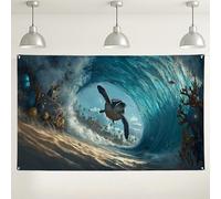 Sfondo con onde di tartaruga oceanica, decorazioni per feste di avventura subacquea, sfondo fotografico a tema spiaggia per celebrazione della giornata dell'oceano, forniture per eventi estivi, 180 x