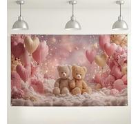 Sfondo con orso e amore, decorazione per feste, adorabile sfondo fotografico per interni ed esterni, per baby shower, eventi di San Valentino, 180 x 109 cm