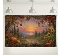 Sfondo con paesaggio autunnale, decorazioni rustiche per esterni, sfondo fotografico floreale a zucca per eventi di raccolta del Ringraziamento, 180 x 109 cm