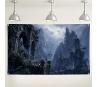 Sfondo con paesaggio con castello mistico, sfondo fotografico della foresta incantata, decorazioni per feste fantasy per eventi, forniture per interni ed esterni di Halloween, 180 x 109 cm
