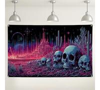Sfondo con paesaggio del deserto con teschio, decorazioni gotiche retrò per feste, sfondo fantasy scuro per eventi di Halloween, forniture fotografiche per interni ed esterni, 180 x 109 cm