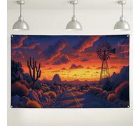 Sfondo con paesaggio desertico al tramonto, scena naturale vintage, arte da parete, sfondo fotografico stradale per feste, decorazioni per la casa ed eventi, 180 x 109 cm
