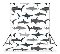 Sfondo con ritratto stampato nautico con squali, schermo in poliestere antiriflesso, sfondo liscio per la registrazione