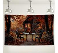 Sfondo con scena autunnale della foresta, accogliente sfondo fotografico per cabine all'aperto, decorazioni autunnali rustiche per feste, Ringraziamento ed eventi di raccolta, 180 x 109 cm
