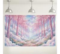 Sfondo con scena della foresta di pesche, sfondo fotografico con natura pastello sognante, ideale per feste ed eventi, decorazione primavera/estate, 180 x 109 cm