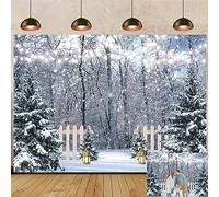 Sfondo con scena invernale, neve, paese delle meraviglie, albero di pino, foresta, fotografia, sfondo per Natale, Capodanno, festa, decorazione ritratto, cabina studio fotografico (210 x 150 cm)