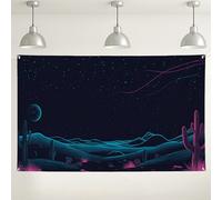 Sfondo con scena notturna del deserto, decorazioni da parete con paesaggi di cactus al neon, sfondi per feste cosmiche per fotografia, forniture artistiche per eventi interni ed esterni, 180 x 109 cm